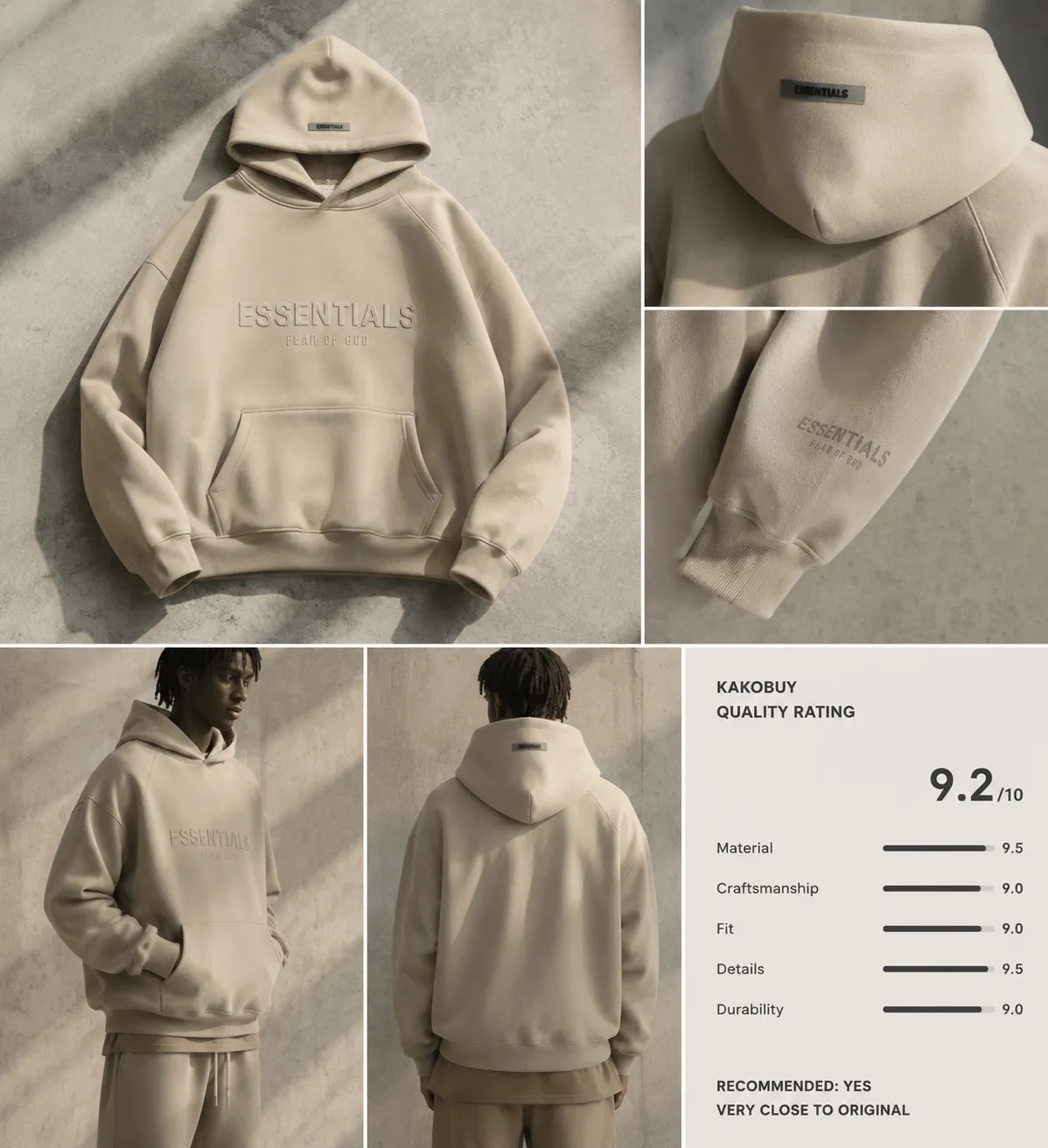 Essentials Fear of God hoodie review and quality assessment by Kakobuy