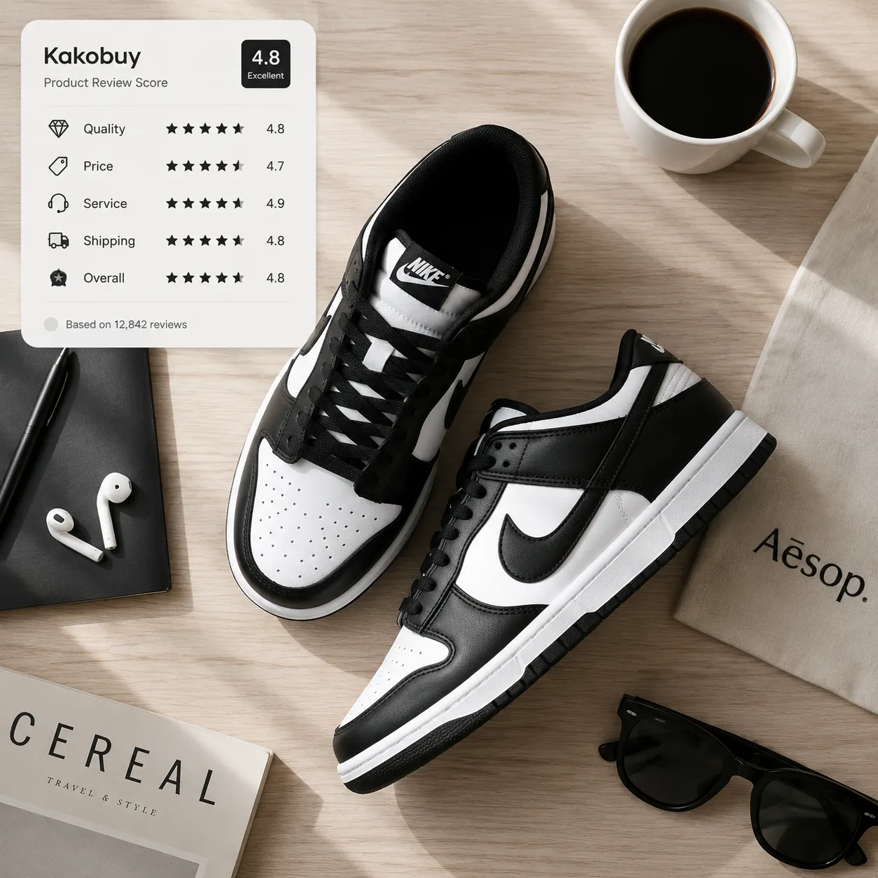 Nike Dunk Low Panda review and quality assessment by Kakobuy