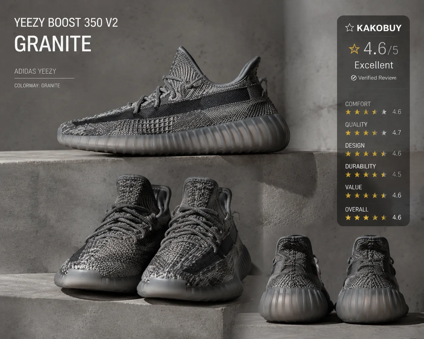 Yeezy 350 Granite review and quality assessment by Kakobuy